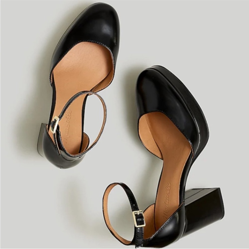 Madewell — The Mable Ankle-Strap Platform Pump in Leather.